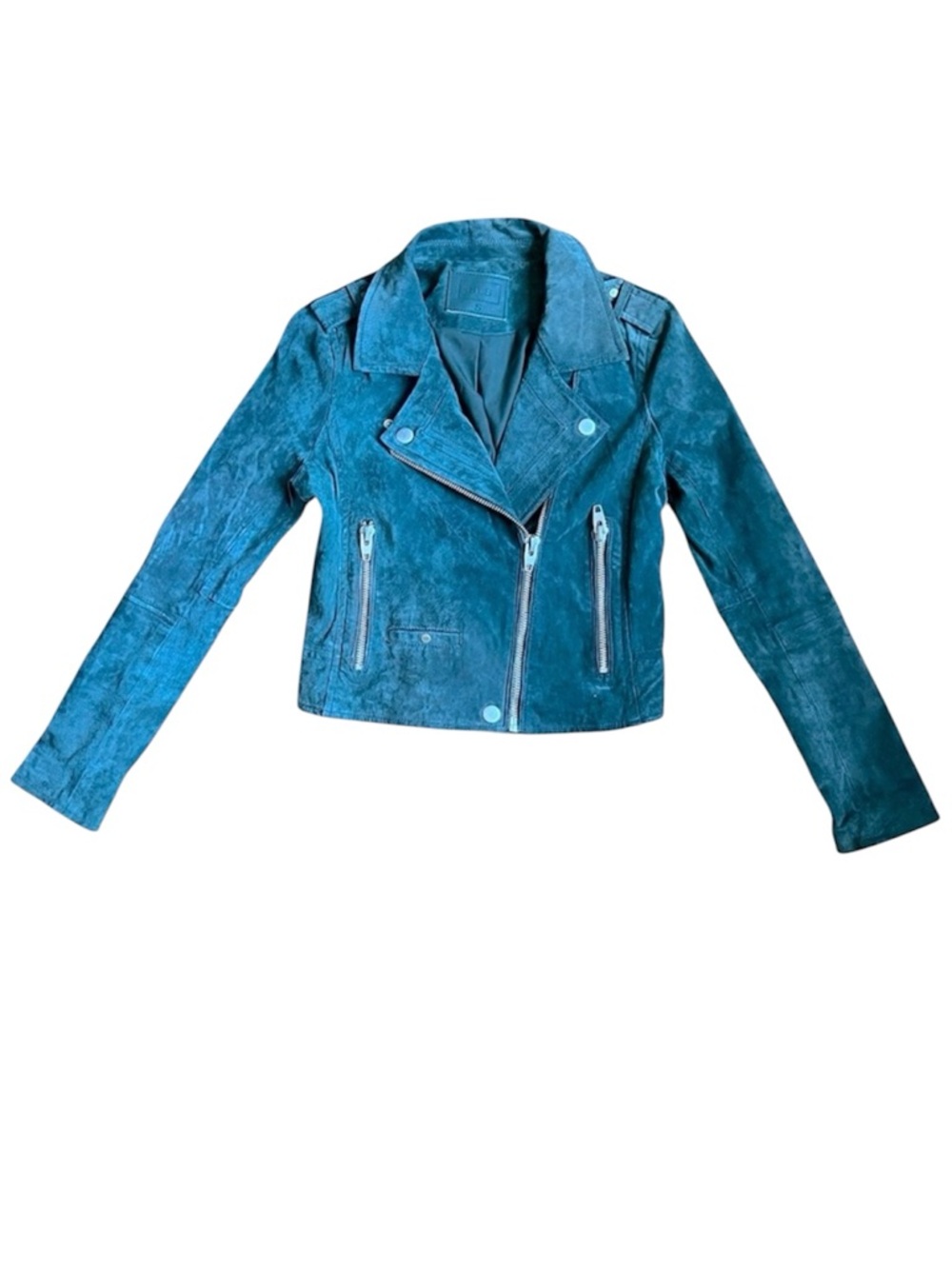 Suede jacket forest green fitted size S SL8 moto biker